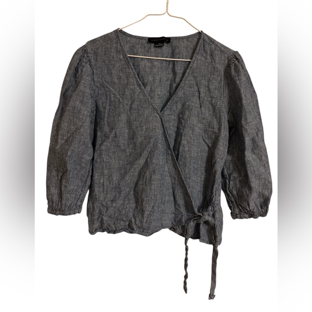 Sanctuary Linen Wrap Top
